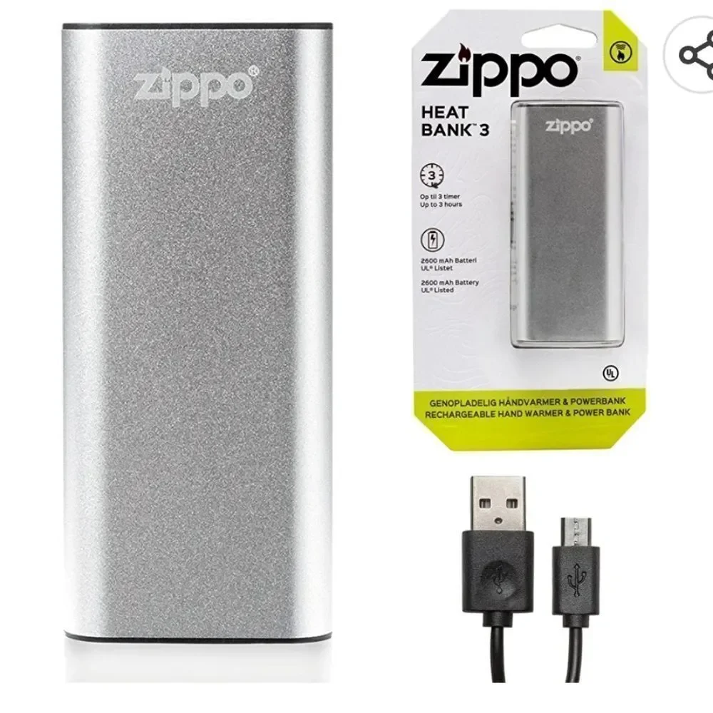 Zippo Silver HeatBank 6 Rechargeable Hand Warmer & Power Bank